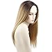 Netgo Blonde Ombre Wigs Long Straight Synthetic Full Wigs Ombre for Women with Cap
