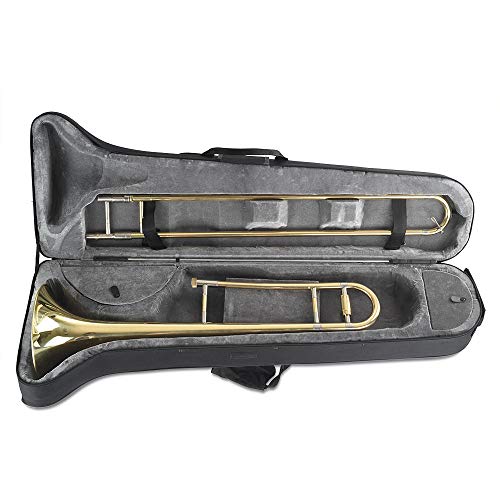 Apelila Gold Bb Tenor Trombone, Tuner, with Hard Case Mouthpiece Cleaning Kit & Care Kit Standard Student Beginner Brass Trombone