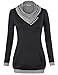 Timeson Pullover Women, Long Sleeve Button Cowl Neck Pullovers Kangaroo Pocket Knitted Sweatshirt Carbon Black XL