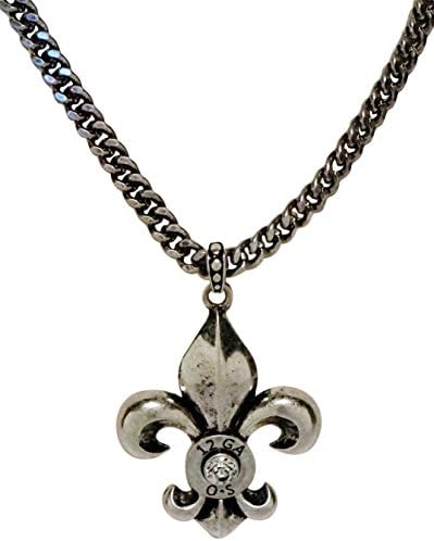 Necklace - Silver Tone 12 Gauge Shell Case Accentd Fleur De Lis - Kiki's 12 Gauge