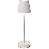Two's Company Scalloped Edge Shade LED Cordless Table Lamp, 14.5-Inch, White
