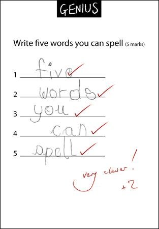 Humorous Greeting Card (WDM2739) Blank/Birthday - Five Words You Can Spell - Genius Range