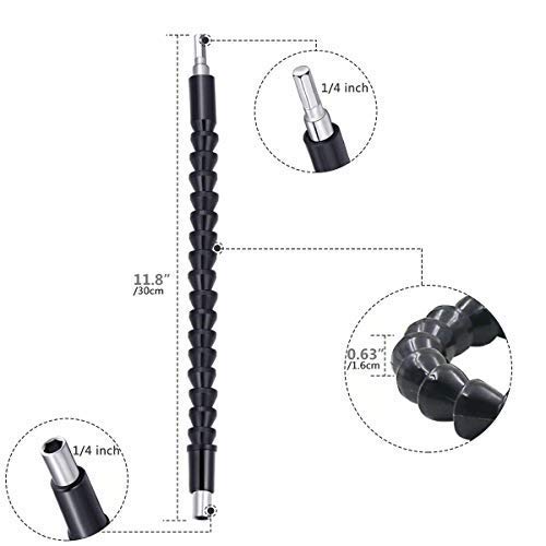 3 Pack Drill Bit Extension, 11.8 inch Flexible Screwdriver Power Soft Shaft Set With Screw Bits Holder, Magnetic Hexagon Flex Drive Tip For Computer Chassis, Electrical Cabinets, Furniture - Thumbnail 4