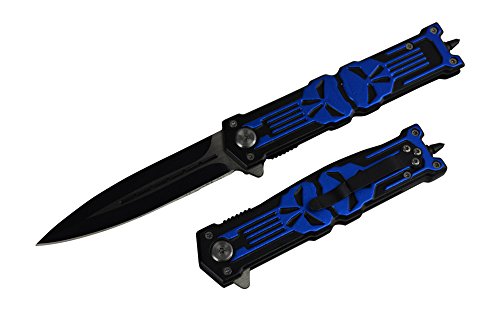Rogue River Tactical Knives The Punisher Blue Navy Seal Combat Rescue Spring Assisted Folding Pocket Knife