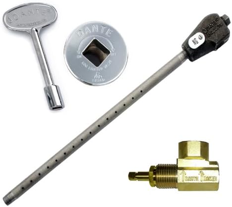Dante Products NG.GVA.CR Universal Log Lighter Combo Kit with Natural Gas Log Lighter, Angled 1/2-inch Globe Valve, Chrome Floor Plate and 3-Inch Key
