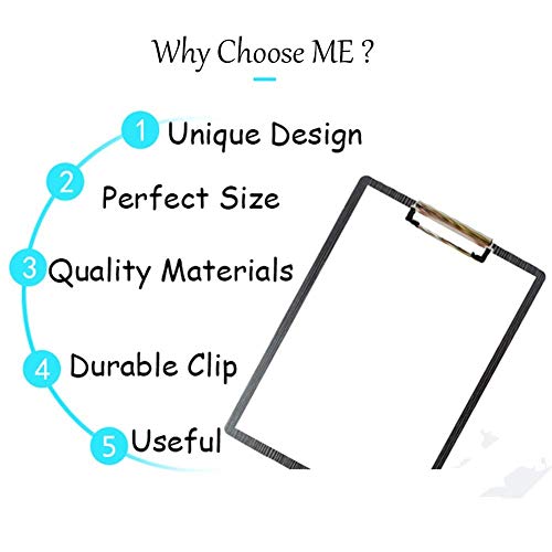 Oak-Pine A4 Letter Size Clipboards - Premium Wood Grain File Clipboard Portable Low Profile Clip, Rounded Corners and Hanging Hole Design for Business Office, School, Set of 4 (Black)