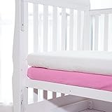 TillYou 100% Cotton Flannel 2 Pack Crib Sheet--White & Rose