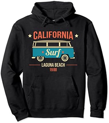 Unisex California Laguna Beach Surf Van 1988 Hoodie Large Black
