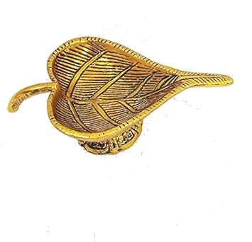 SWASIDH Diya Set_ Golden Brass Metal Diya for Diwali PUJA and Decoration(Set of Two)