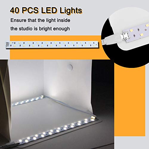 Portable Photo Studio, Elegant Choise 9.8" x 9.3" x 8.7" Adjustable Brightness Photography Studio Box Shooting Tent Mini Folding Table Top LED Light Box Kit with 6 Color Background