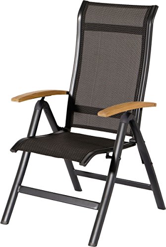 Hartman Alice Multipositionssessel, xerix/schwarz, Alu/4x4 Textilen, mit FSC Teak-Armlehnen