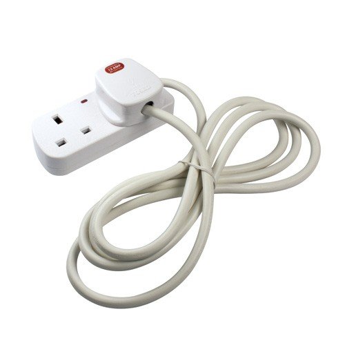 CED TS2213M Extension Lead, 2-Way, White