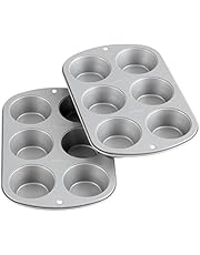 Wilton Recipe Right Non-Stick 6-Cup Standard Muffin Pan, Set of 2, Silver