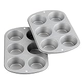 Wilton Recipe Right Non-Stick 6-Cup Standard Muffin Pan, Set of 2, Silver
