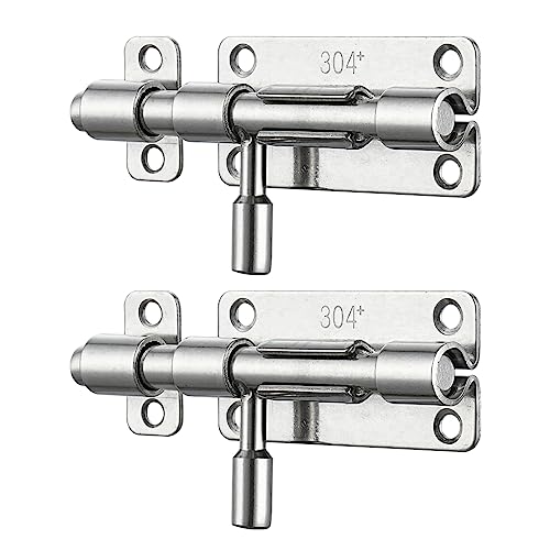 JQK Door Latch Lock Barrel Bolt 4 Inch, 304 Stainless Steel Slide