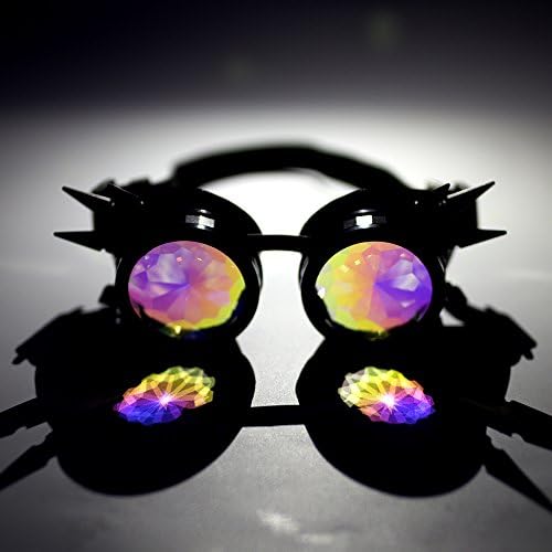 Kaleidoscope Goggles, Adjustable Strap Kaleidoscope Goggles for Raves Steampunk Rainbow Lens Cosplay Goggles Christmas Party Supply