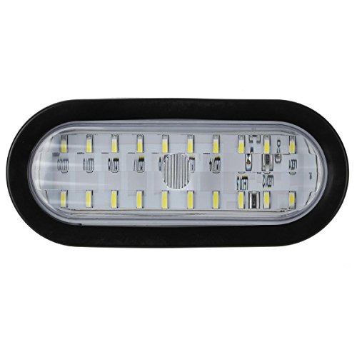 Partsam Set/2 Submersible 6" Oval White Stop Turn Tail Reverse Lights 30 LED w/Flush Mount