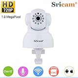 Sricam 4332027141 SP012 Wireless IP Security Camera Pan Tilt 720P WiFi Network P2P App Support Onvif Night Vision 2 Way Audio, White