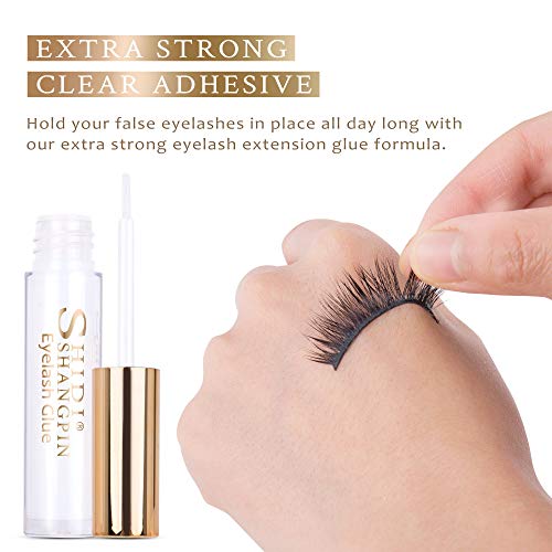 Eyelash Glue 5ml, Eyelash Adhesive Extra Strong Clear Adhesive for False, Strip, Mink Eyelashes, Hypoallergenic, Gentle & Safe for Sensitive Eyes