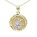 Ice on Fire Jewelry 10k Yellow Gold Two Tone Saint Michael Pendant Necklace with 16