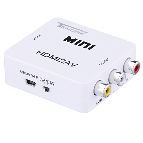 Tendak HDMI to RCA Converter HD 1080p HDMI to RCA CVBS AV Composite Adapter HDMI2AV Convertor Supports PAL/NTSC Switch with USB Charging Cable for STB Blu-ray DVD Xbox PS3 PS4 Games