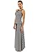PattyBoutik Women Striped Keyhole Drawstring Maxi Dress (Black and White Large)