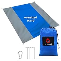 IFELISS Sandfree Outdoor Beach Blanket -7 Person 9x10ft Oversized Sand Proof Picnic Mat Quick Drying Heat Resistant Nylon Waterproof Ground Cover for Travel,Camping,Hiking,Festivals