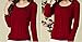 C2U Women Pullover Elegant Wave Flouncing Long Sleeve Chiffon Shirt,XX-Large,Wine Red