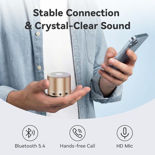 Bluetooth Speaker, Mini Speakers Wireless Bluetooth 5.4 Built-in Microphone, Loud HD Stereo Sound, IP68 Waterproof Speaker with 7 Modes RGB Lights, Small Speaker For Outdoor, Home, Gifts, Rose Gold