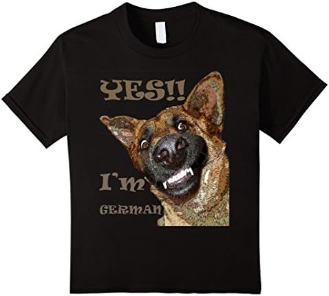 unisex-child German Shepherd T Shirt Crazy Face Dog Head Pet 8 Black