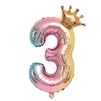 Fan-Ling Crown Number Foil Balloons Number Ballon Happy Birthday Party Decoration 32 Inch,Decoration for Birthday Party, Amazing House Party Wedding Decoration (D)