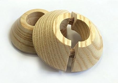 2x Maple Radiator Pipe Collars Solid Wood Rose Ends Laminate Floor