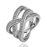 Yoursfs Twist Halo Ring Rolling Pave 18K White GP Wedding Fashion Jewelry