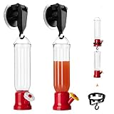 ORIENTOOLS Hummingbird Feeder with 2 Window Mount Suction Cup Accessory & 1 Connector, 2-Pack Mini Hanging Flower Bird Feeders for Outdoors, 2.2 oz/Pc