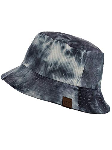 C.C Unisex 100% Cotton Packable Reversible Tie Dye Bucket Sun Hat, Black/Grey