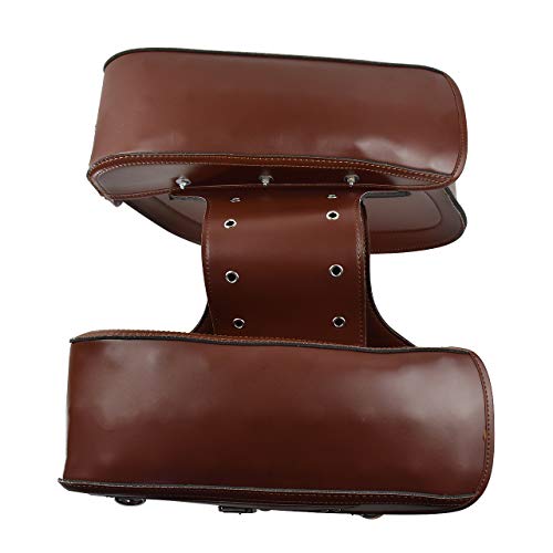 YHMTIVTU Motorcycle Saddlebag Waterproof Tool Bag Leather Travel Bag for Harley Sportster Honda Suzuki Yamaha BMW Brown - Thumbnail 2