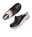 Sandgrens Swedish Low Heel Wooden Clog Mules for Women, US 7-7.5 | Tokyo Black Veg, EU 38