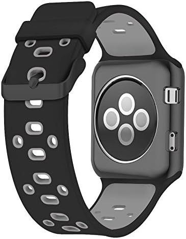 Apple Watch 38mm Bands, Coukou Silicone Sport Straps Replacement Wristband Bracelet for Apple Watch Series 2, Series 1 - Black / Space Grey
