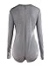 Moxeay V-Neck One Piece Bodysuit Long Sleeve Bodycon Rompers Small Gray