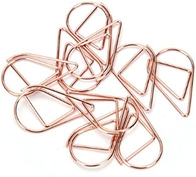 150Pcs Paperclips Metal Paper Clips Binder Clips Water Drop Paper Clips Notes Letter Notebook Clips DIY Bookmark - (Rose Gold)