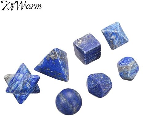 7 Pcs Lapis Lazuli Solids Sacred Geometric Set Healing Crystal Kit Home Decoration Artwork Craft