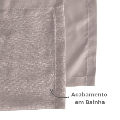 Cortina Linho Flame Voil de Gaze 2,80m x 2,50m com Forro e Abraçadeira - Palha