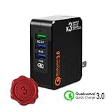 Quick Charge 3.0 USB Fast Wall Charger, 30W 3 Port Travel Wall Fast Charger Adapter QC3.0 QC2.0 Quick Charging Block Plug for iPhoneX/8/7/6 Samsung S8/S7,Note8/7,LG,iPd,Nexus,HTC&More