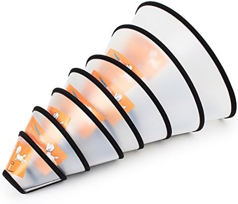 GabeFish Dog Cat Translucent Recovery Collars Protective Wound Surgery Pet Abs Plastic Velcro Cones Elizabethan Collar Black 7#