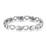 Kintao Titanium Steel Magnetic Therapy Bracelet Heart Hollow Hematite Balance Wristband for Women
