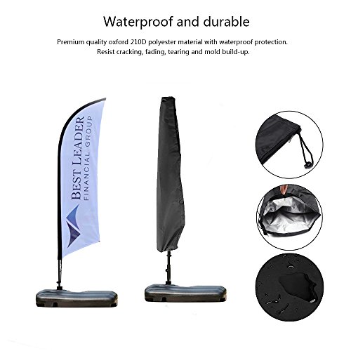 ALLOMN Outdoor Patio Umbrella Cover, Waterproof and UV Protection Fabric Parasol Cover for 9-11 Feet Garden Yard Balcony Umbrellas - Thumbnail 4