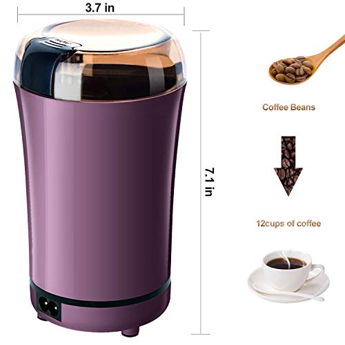 PARACITY Electric Coffee Grinder Grain Mill Portable Automatic Milling Machine with Replacement Stainless Steel Blade for Dry Herb Spice Peanut Grains Beans