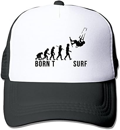 BrandName 3D Printed Pattern Kitesurfing Evolution Born To Kitesurf Unisex Half Mesh Adjustable Baseball Cap Hat Black