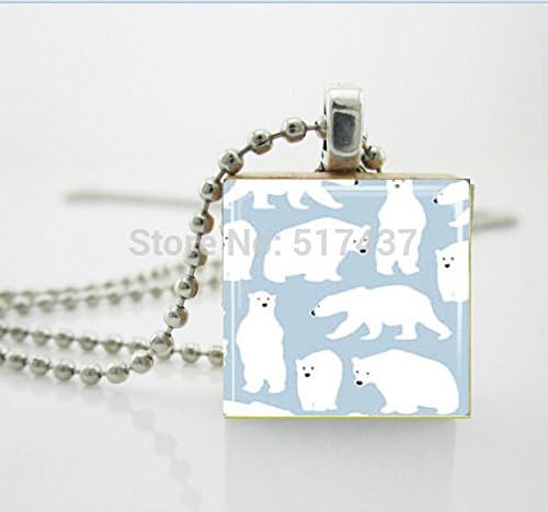 Pretty Lee 1 Pc Polar Bear Necklace Winter Christmas Jewelry Scrabble Tile Pendant Christmas Gift Necklace