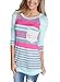 Dearlovers Women 3/4 Sleeve Causal Printed Top Blouses with Lace Crochet Pocket
